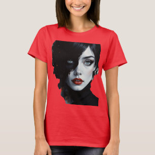 Midnight Muse – Ink-Splash Portrait T-Shirt