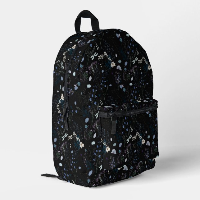Midnight Mystery Garden Printed Backpack (Back Corner Left)