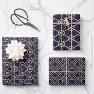 Midnight Navy and Gold Elegant Design  Wrapping Paper Sheet