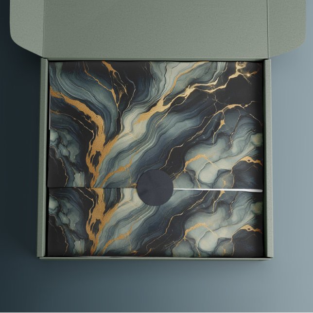 Midnight Navy and Gold Marble Artistic Pattern Tissue Paper (Creator Uploaded)