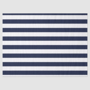 Midnight Navy Blue and White Stripes Tissue Paper