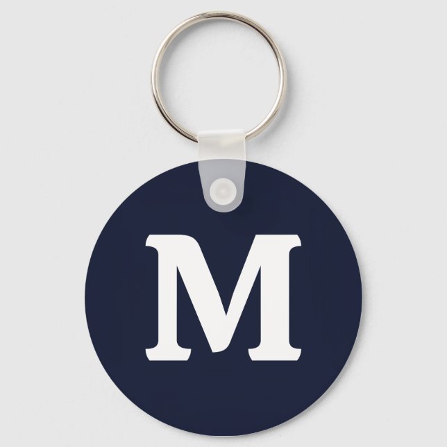 Midnight Navy Blue Solid Colour Key Ring (Front)