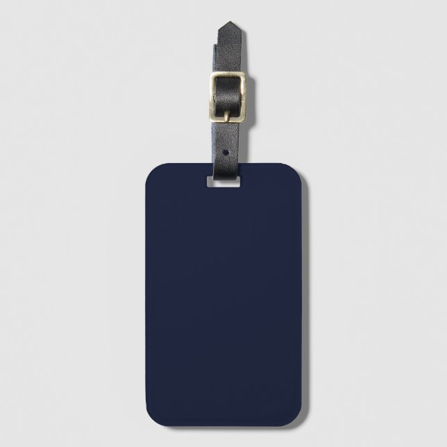 Midnight Navy Blue Solid Colour Luggage Tag (Front Vertical)