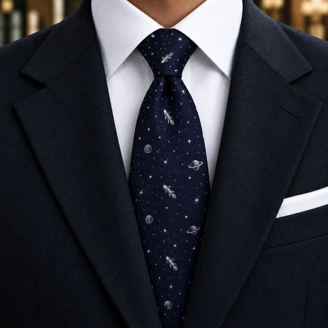 Midnight Navy Cosmic Pattern Tie (Creator Uploaded)