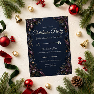 Midnight Navy & Plum Christmas Party Invitation