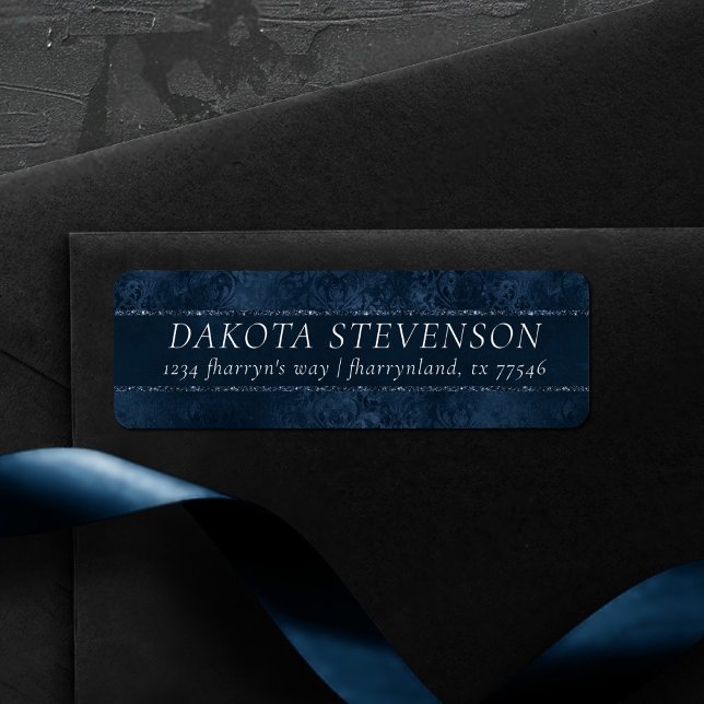 Midnight Navy Romance | Blue Satiny Grunge Damask (Creator Uploaded)