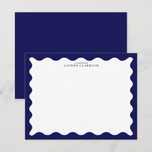 Midnight Navy Wavy Frame Note Card
