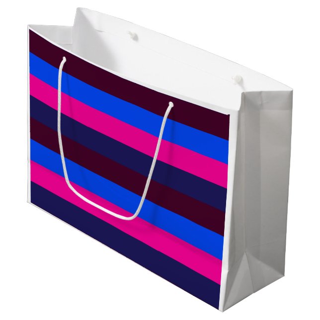 Midnight neon stripes large gift bag (Front Angled)