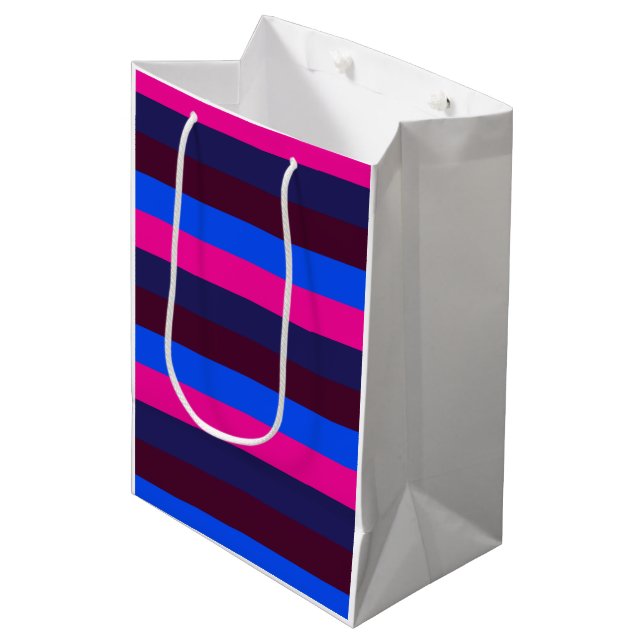 Midnight neon stripes medium gift bag (Front Angled)