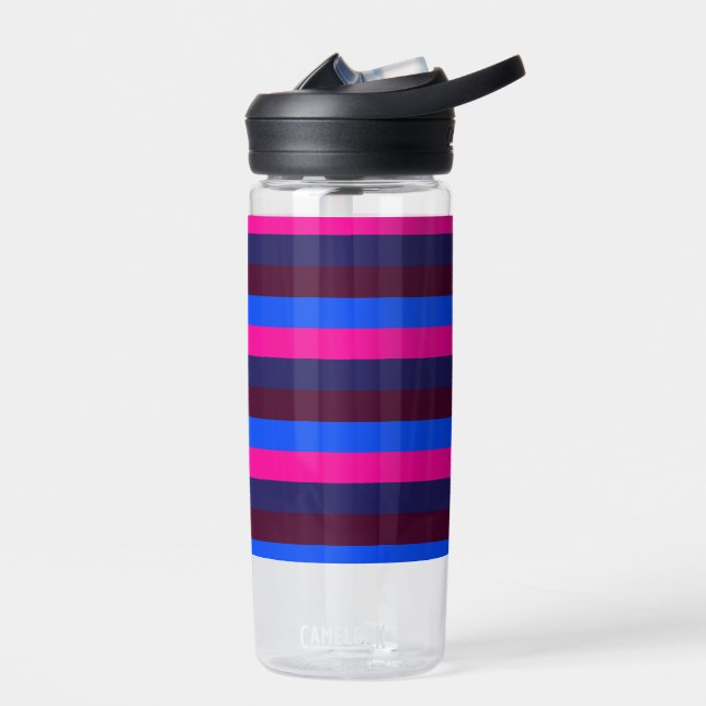 Midnight neon stripes water bottle (Left)