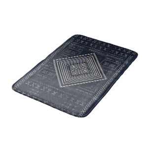 Midnight Nomad Diamond - Indigo Mudcloth Art Bath Mat