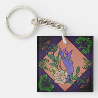 “Midnight Offering” – Botanical Hand & Bloom  Key Ring