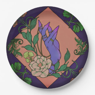 “Midnight Offering” – Botanical Hand & Bloom  Paper Plate