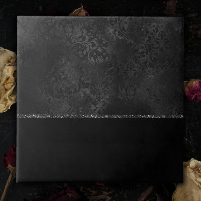 Midnight Onyx Romance | Black Satiny Grunge Damask Tile (Creator Uploaded)