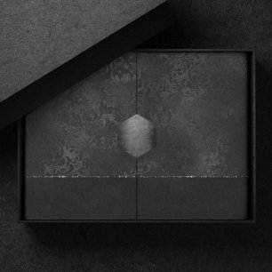 Midnight Onyx Romance   Black Satiny Grunge Damask Tissue Paper