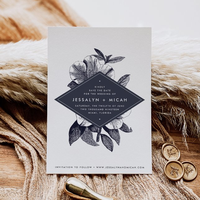 Midnight Orchid | Vintage Floral Wedding Save The Date (Creator Uploaded)