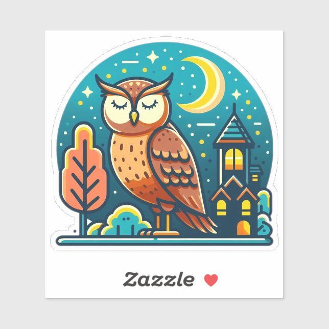 Midnight Owl bird Custom-Cut Vinyl Sticker (Sheet)
