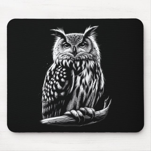 Midnight Owl Silent Watcher Of The Night Wise Eyes Mouse Mat (Front)