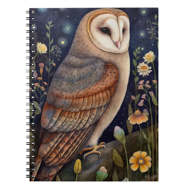 Midnight Owl Spiral Photo Notebook (Front)