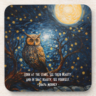 Midnight Owl with Customised Quote Coaster