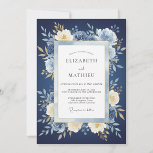 Midnight Painted Foliage Wedding Invitation