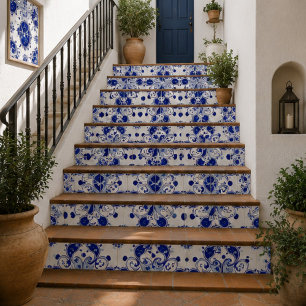Midnight Paisley Elegant Blue Botanical Mosaic Tile