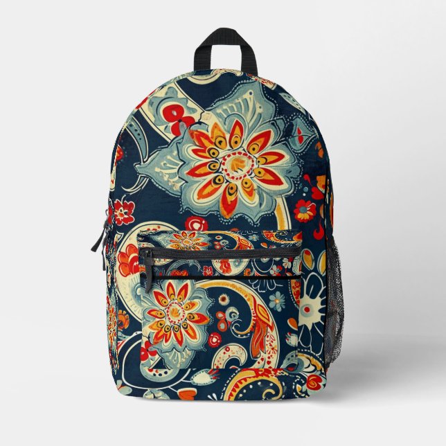 Midnight Paisley Printed Backpack (Front)
