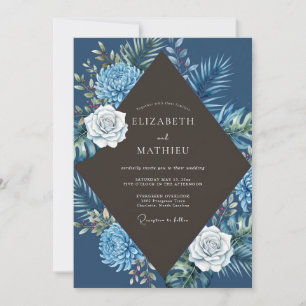 Midnight Palm Succulent Eucalyptus Wedding Invitation