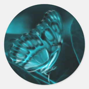 Midnight Passion, Blue Butterfly Kisses Classic Round Sticker