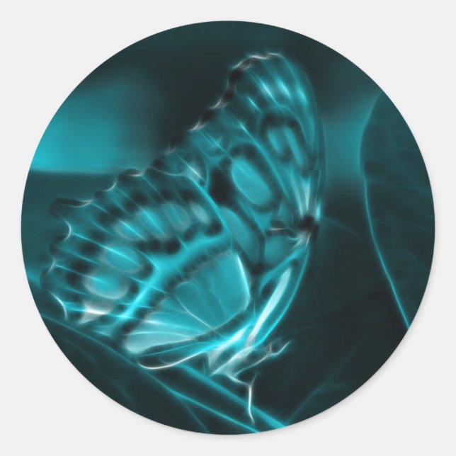 Midnight Passion, Blue Butterfly Kisses Classic Round Sticker (Front)