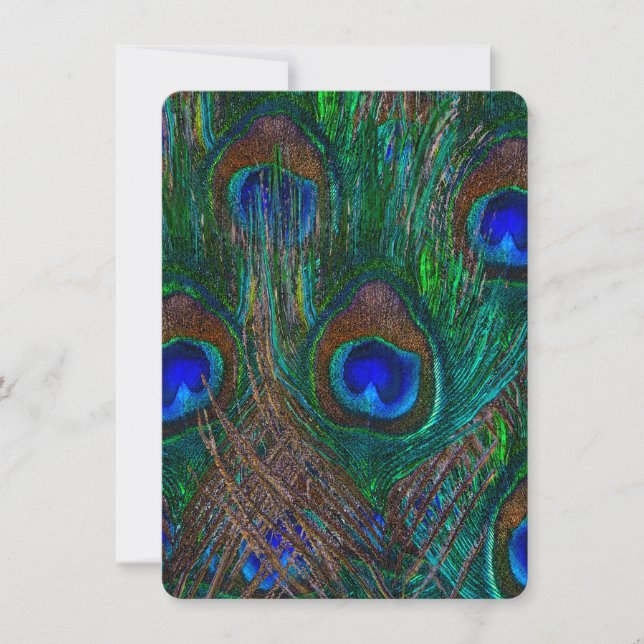 Midnight Peacock Feathers Etching Style Decor (Front)