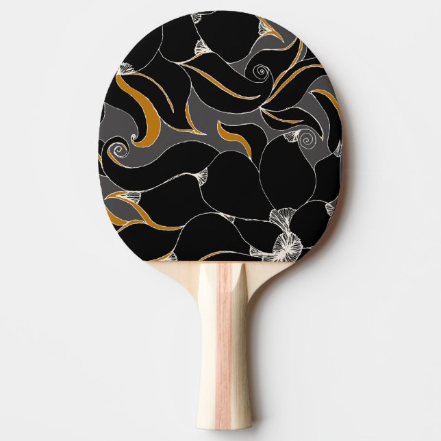 Midnight Petals – Elegant Floral Pattern Ping Pong Paddle (Front)