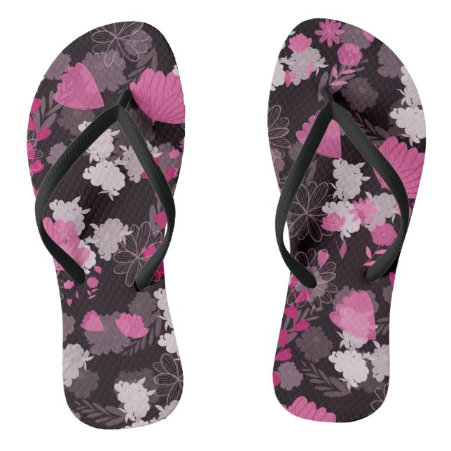 Midnight Petals Flip Flops (Footbed)
