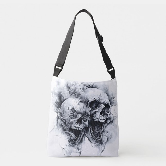 Midnight Phantom Skull Crossbody Bag (Front)