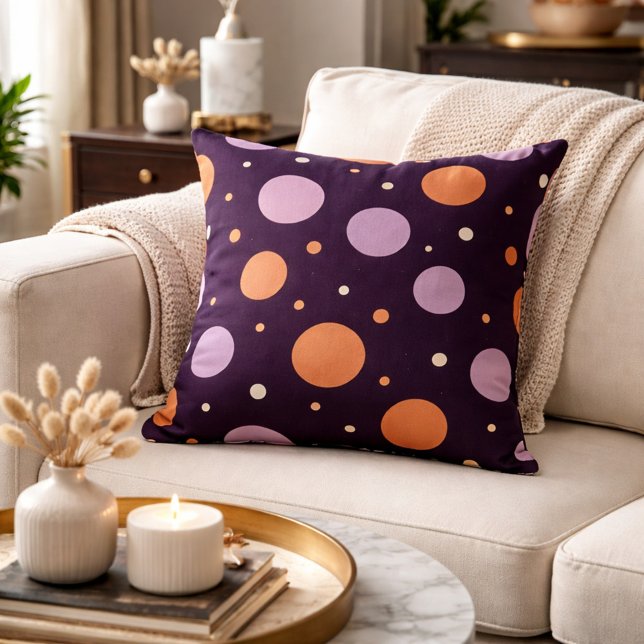 Midnight Plum Polka Dot  Cushion (Creator Uploaded)