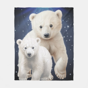 Midnight polar bear fleece blanket