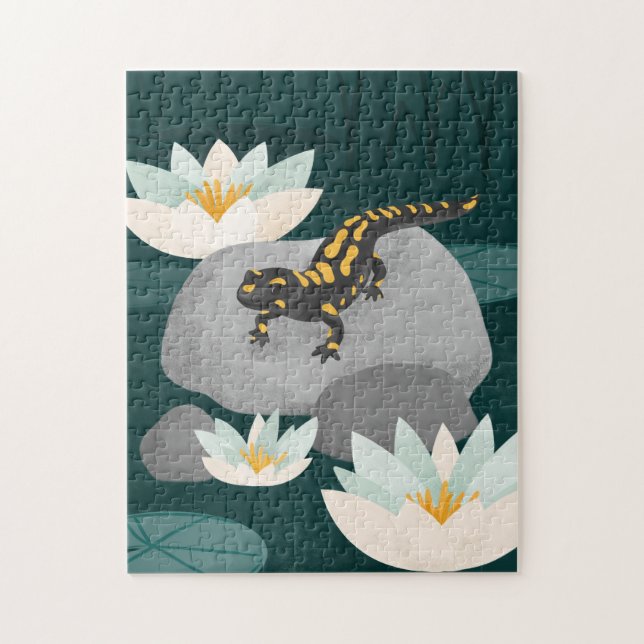 Midnight Pond Fire Salamander Jigsaw Puzzle (Vertical)
