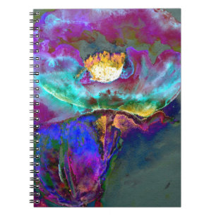 Midnight poppy purple watercolor painting notebook
