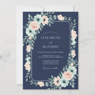 Midnight Powder Anemone Wedding Invitation
