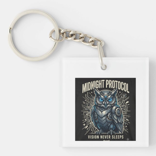 Midnight Protocol Owl T-Shirt Key Ring (Front)