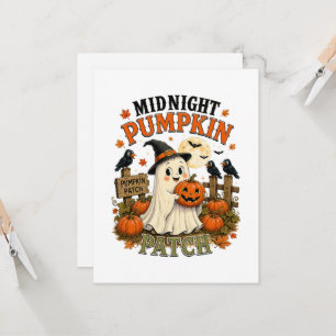 Midnight Pumpkin Patch Ghost Halloween Invitation