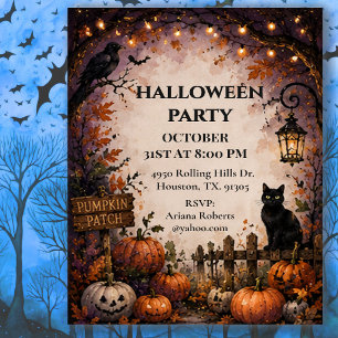 Midnight Pumpkin Patch Halloween Party Invitation