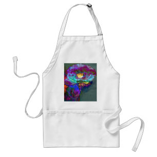 Midnight Purple Poppy watercolor painting Standard Apron