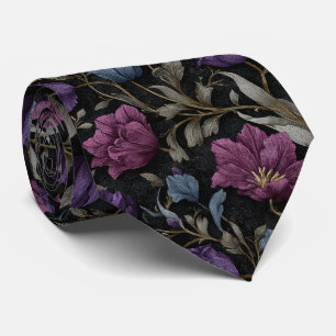 Midnight Purple Rose Wedding Tie