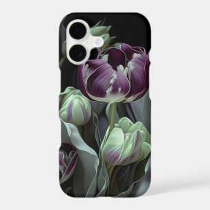 Midnight Purple Tulips - Dark Botanical Collage