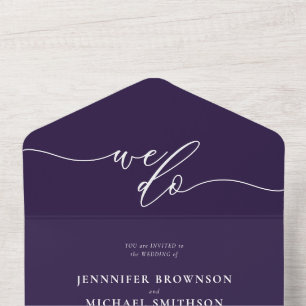 Midnight Purple We Do Modern Calligraphy All In One Invitation