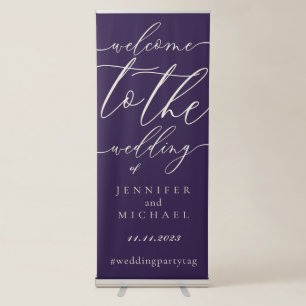 Midnight Purple Welcome To The Wedding Retractable Banner