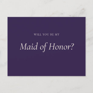 Midnight Purple Will You Be My Maid Of Honour Invitation Postcard