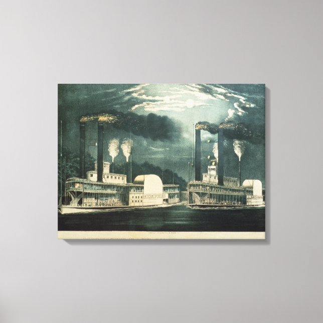 Midnight Race on the Mississippi, 1875 Canvas Print (Front)