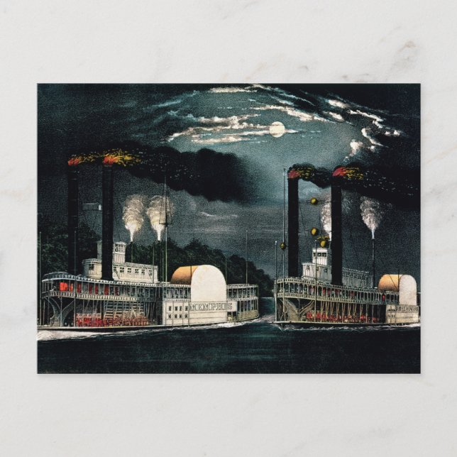 Midnight Race on the Mississippi Postcard (Front)